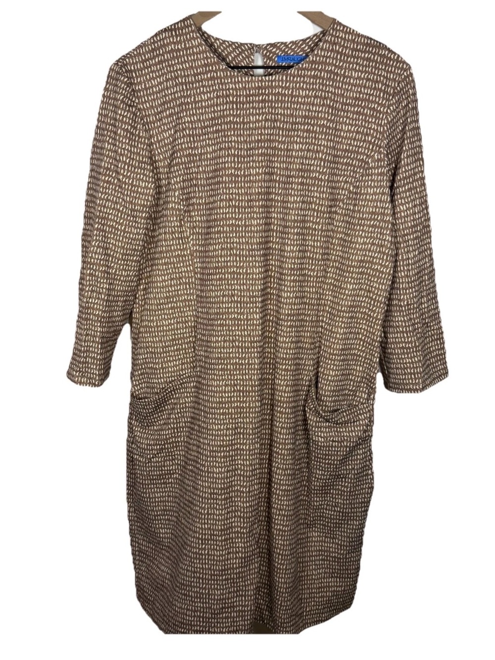 J. McLaughlin Catalina Cloth Midi Dress Printed Pockets Boho Tan Size L